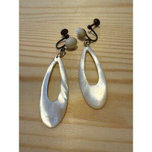 Vintage Mother-Of-Pearl Screw Back Drop Earrings